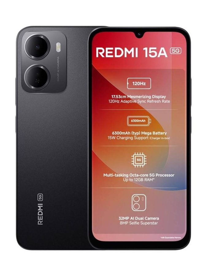 [PH-RED-EEE272F42E] REDMI 15A (Ace Black, 6GB RAM, 128 GB)