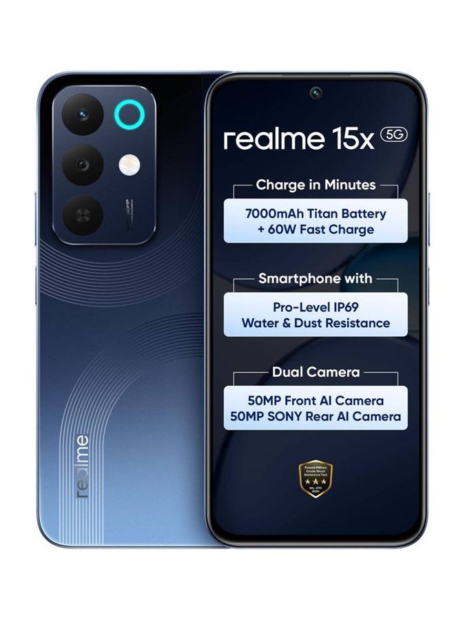 [PH-REA-25FD5602CB] realme 15x 5G (Marine Blue, 8GB RAM, 128 GB)