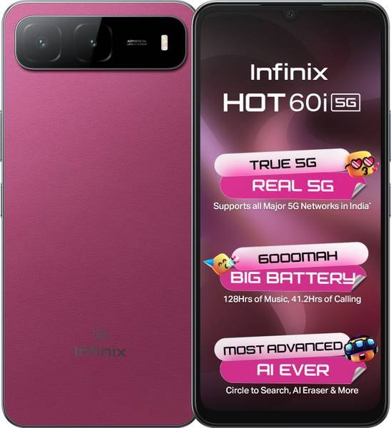 [SM4-FD3C188F31A1BBEE] Infinix HOT 60i 5G (Plum Red, 128 GB) (4 GB RAM)