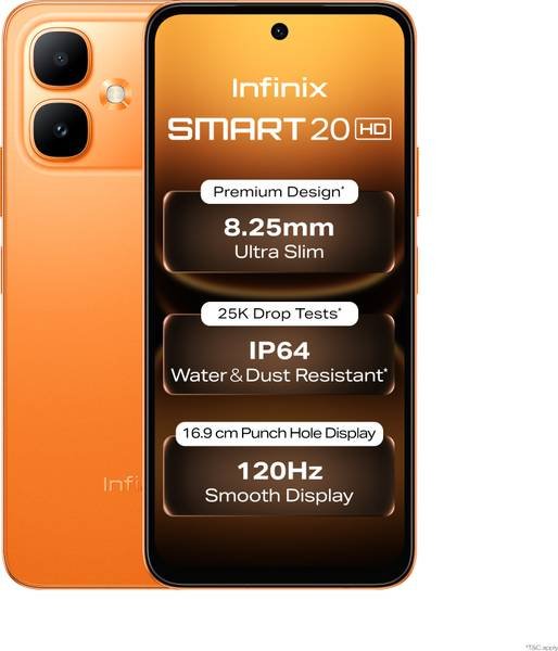 [SM4-3BAE5656F447A743] Infinix SMART 20 HD (Sunlike Orange, 64 GB) (3 GB RAM)