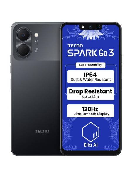 [SM4-C98C25EC7C2AE225] Tecno Spark Go 3 (Ink Black, 64 GB) (4 GB RAM)