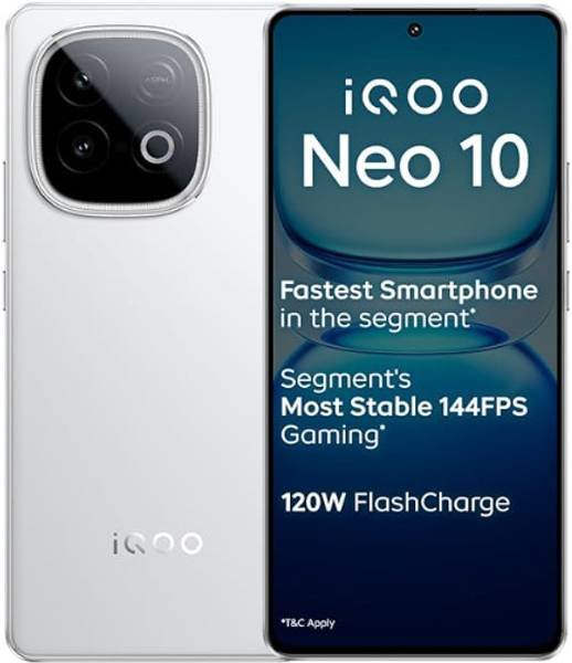 [SM4-5567D4F6FFF4527C] IQOO Neo 10 (Alpine White, 256 GB) (8 GB RAM)