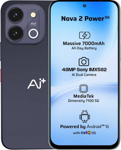 [SM4-ADA6CEEED88DBEBB] Ai+ Nova 2 Power 5G (Midnight Black, 128 GB) (6 GB RAM)