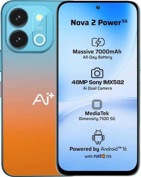 [SM4-72C1F47072C57589] Ai+ Nova 2 Power 5G (Blue Fusion, 128 GB) (6 GB RAM)