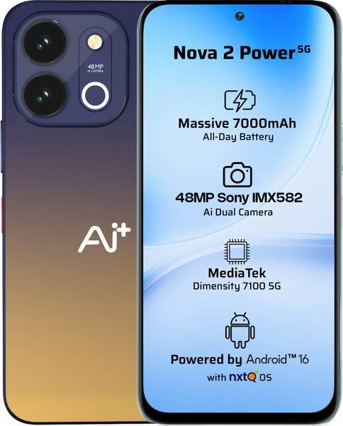 [SM4-06D6238EF788BDAF] Ai+ Nova 2 Power 5G (Golden Blue Fusion, 128 GB) (6 GB RAM)