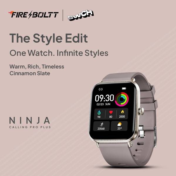 Fire-Boltt Ninja Calling Pro Plus 46.5mm (1.83) Display Bluetooth, AI Voice Smartwatch (Brown, Free Size) - Photo 2