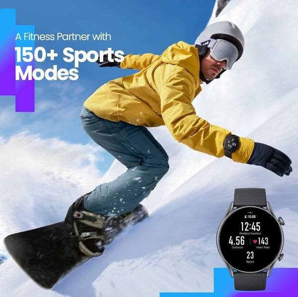 AMAZFIT GTR 3 Pro, 1.45 AMOLED Display with BT Calling, GPS,12 Day Battery Smartwatch (Black, Free Size) - Photo 4