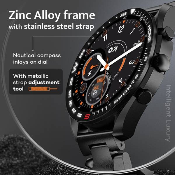 GOBOULT Mirage 1.39'' Screen, Working Crown, Zinc Alloy Frame, 500 Nits Smartwatch (Black, Free Size) - Photo 4