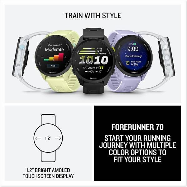 GARMIN Forerunner 70 GPS Running Smartwatch With Advanced Training Metrics Smartwatch (Black, Free Size) - Photo 4
