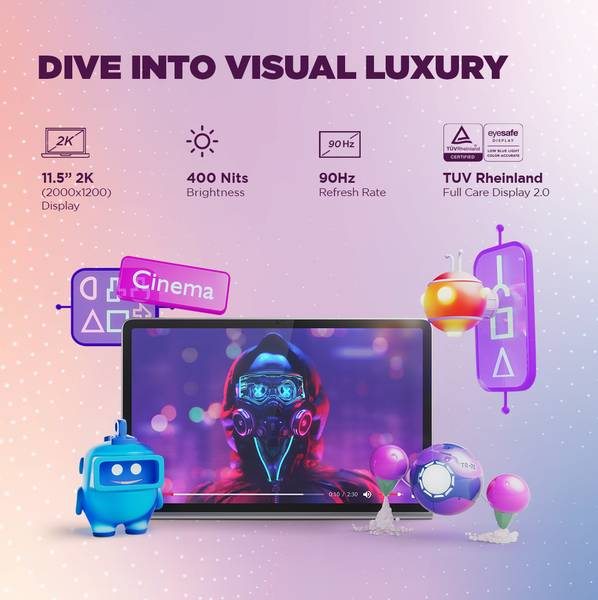 Lenovo Tab Plus 8 GB RAM 128 GB ROM 11.5 inch with Wi-Fi Only MediaTek Helio G99 Tablet (Luna Grey) - Photo 2