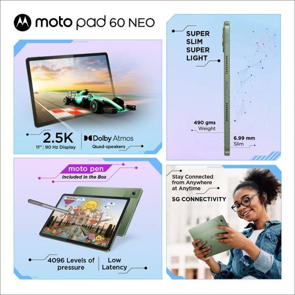 MOTOROLA Pad 60 Neo 6 GB RAM 128 GB ROM 11 inch with Wi-Fi+5G Mediatek Dimensity 6300 Tablet (PANTONE Bronze Green) - Photo 2