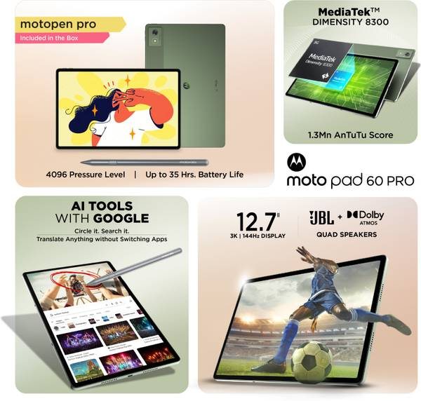 MOTOROLA Pad 60 Pro 8 GB RAM 128 GB ROM 12.7 inch with Wi-Fi Only Gaming MediaTek Dimensity 8300 Tablet (PANTONE Bronze Green) - Photo 2