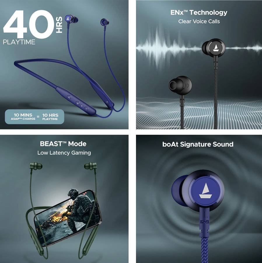boAt Rockerz 110 with 40 HRS Playback, ENx Technology, Beast Mode & ASAP Charge Bluetooth (Black) - Photo 3