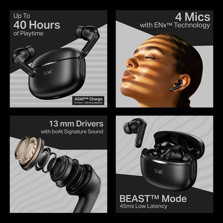 boAt Airdopes 219, 40H Battery, Free Music Streaming & Best in Segment for Calling Bluetooth (Carbon Black) - Photo 2