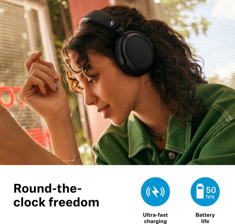 Sennheiser Accentum Plus Wireless Over Ear Headphones Designed in Germany with 50Hr Battery Bluetooth (Black) - Photo 2