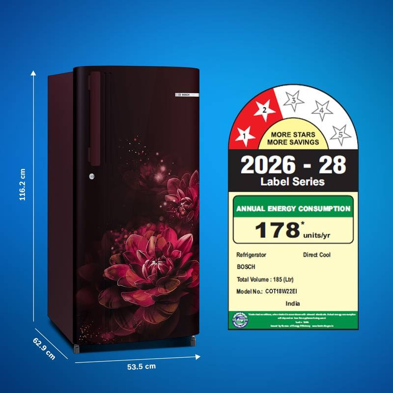 BOSCH 185 L Direct Cool Single Door 2 Star Refrigerator (Wine Sevian) - Photo 2