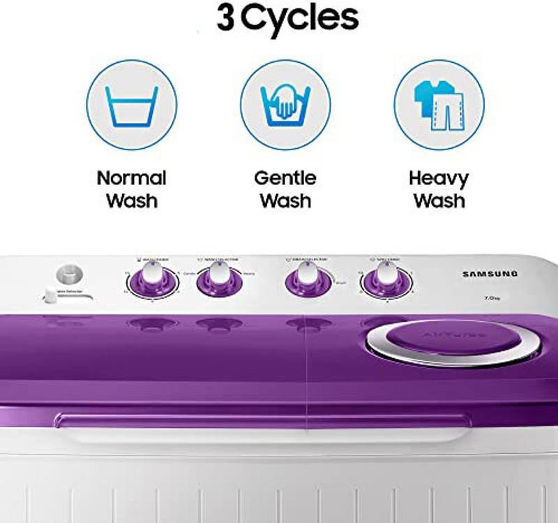 Samsung 7 kg 5 star, Air Turbo Drying Semi Automatic Top Load Washing Machine Grey, Purple (Light Grey) - Photo 3
