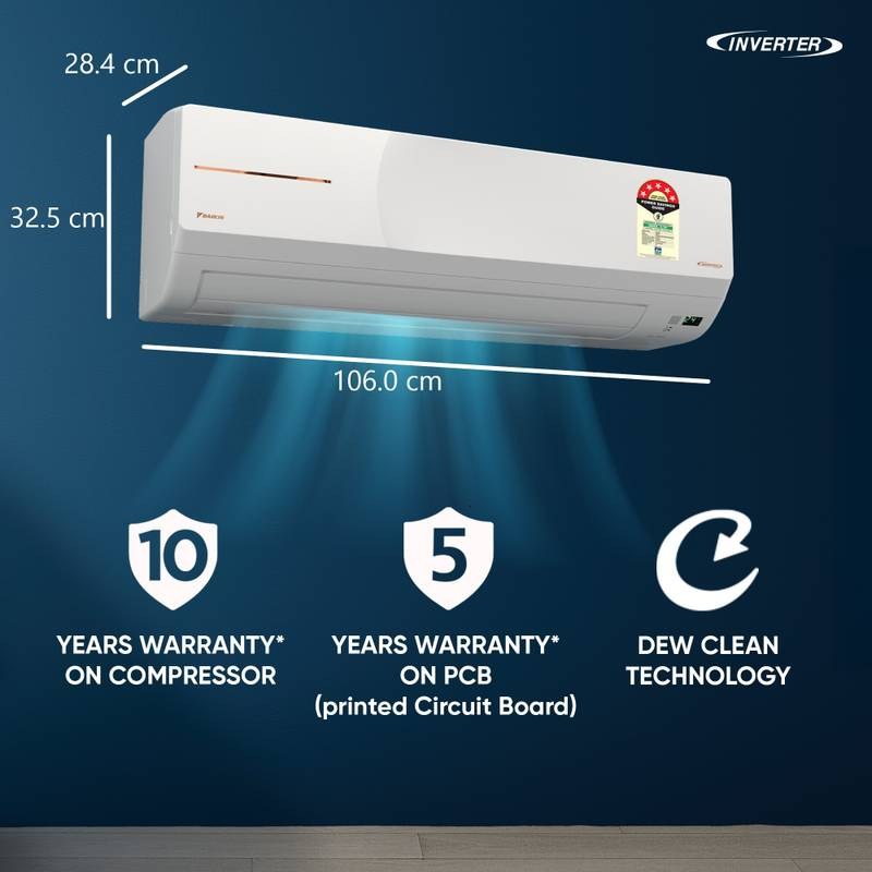 Daikin 2026 Model 1.5 Ton 5 Star Split Inverter AC (White) - Photo 3