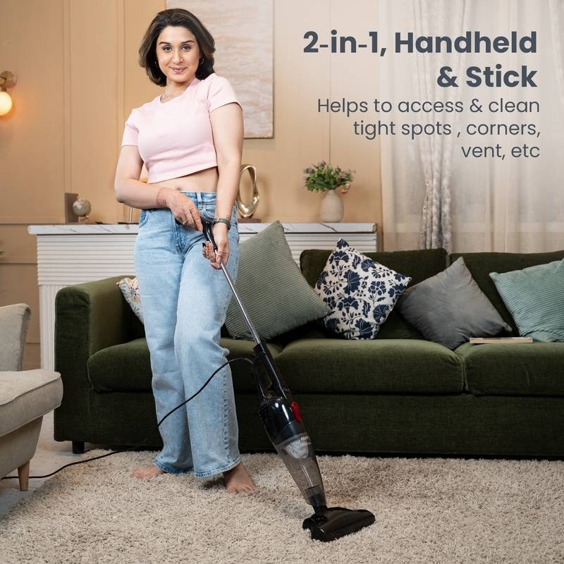 AGARO Regal Plus Upright Hand-held Vacuum Cleaner 2-in-1, Stick Dry Vacuuming, for Home Use, 800 Watts, 6.5 kPa Suction Power, Bagless, Black with Reusable Dust Bag - Photo 2
