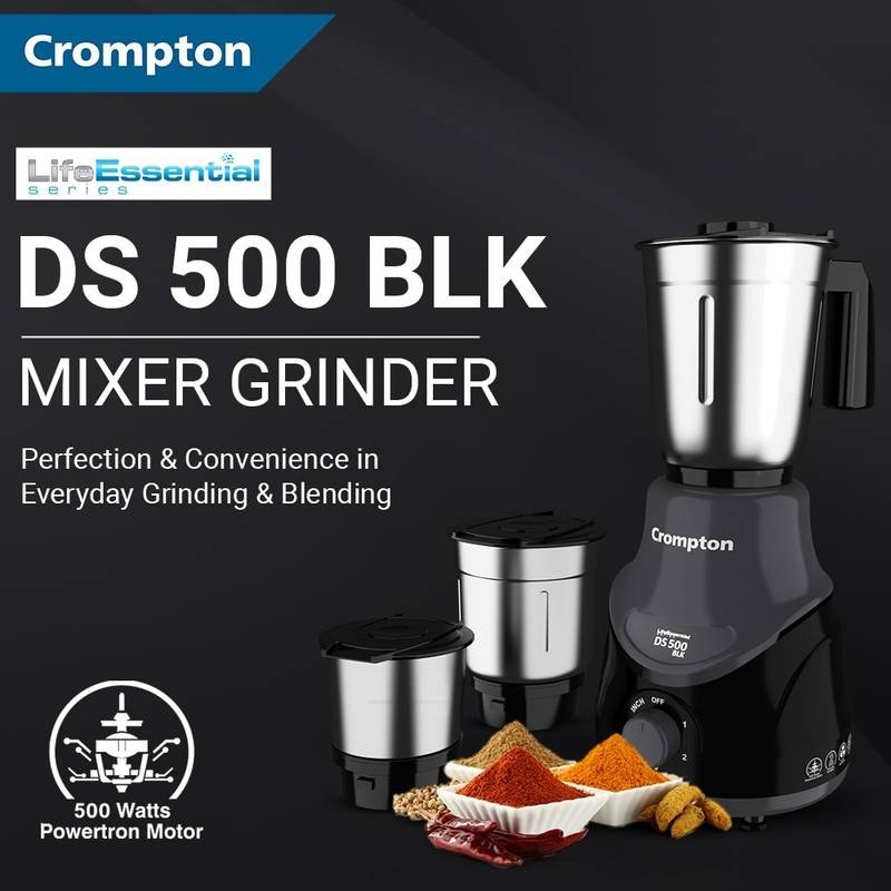 Crompton DS 500 W Mixer Grinder (Black & Grey) - Photo 2