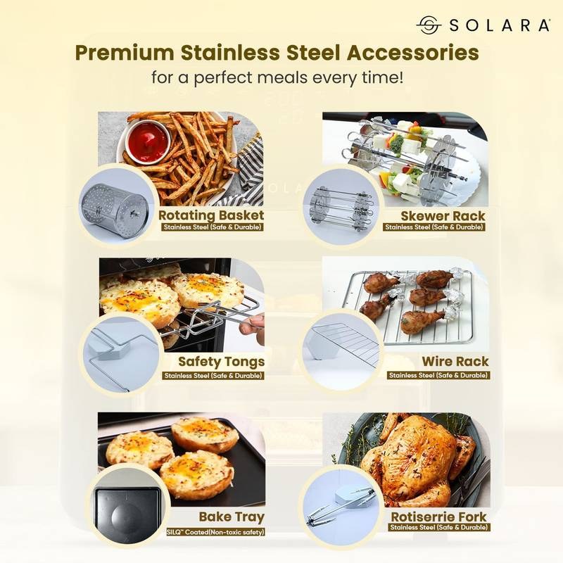 Solara Air Fryer Oven 12L for Home, 360 Rapid Air Circulation with 12 Preset Menus, Air Fryer (Black) - Photo 4