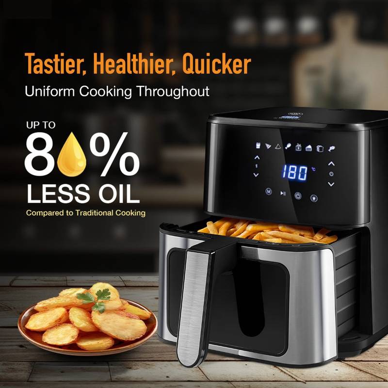 KENT Ultra Digital Air Fryer 5L | Bake, Grill & Roast | Up to 80% Less Oil Usage | Air Fryer (Black & Silver) - Photo 4