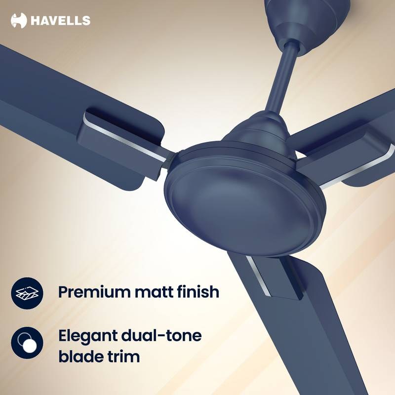 HAVELLS Ambrose Neo Ceiling Fan| High Speed, High Air Delivery| Strong & Powerful motor with 2 Year Warranty Anti Dust 1200 mm Ceiling Fan (Matt Blue) - Photo 2