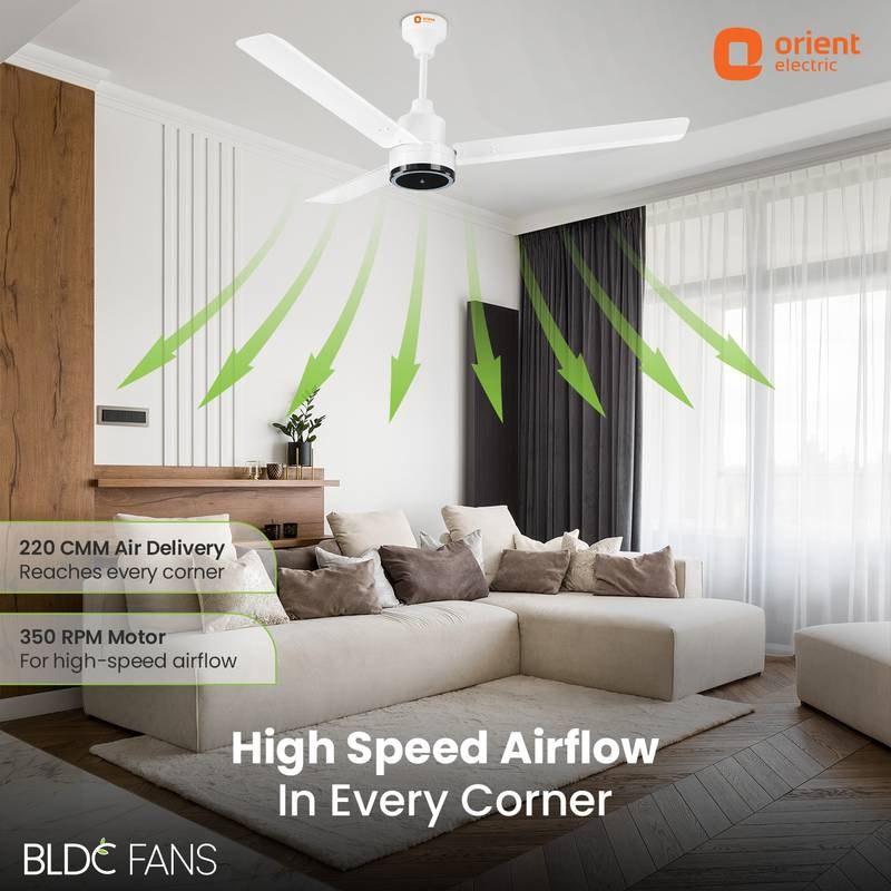 Orient Electric Ujala Prime BLDC | Superior Air Delivery| BEE-5 Star Rated | LED Indiacator with 3 Year Warranty BLDC Motor with Remote 1200 mm Ceiling Fan (White) - Photo 3