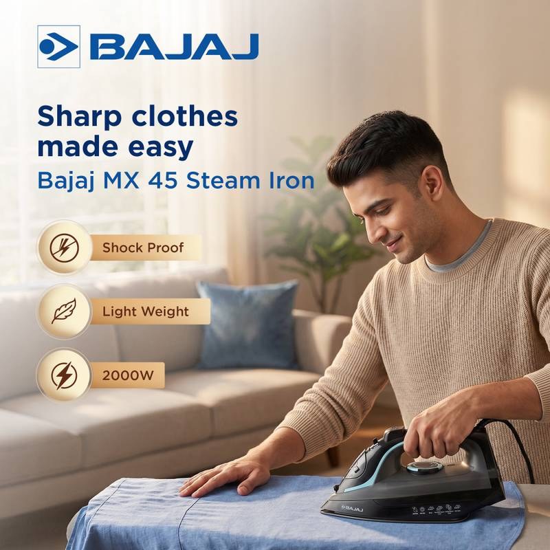 BAJAJ by Bajaj Electricals MX 45 Steam iron 2000 W Steam Iron (Black & Grey) - Photo 2