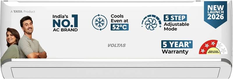 [SMH-1C3D625EA6CF9053] Voltas 2026 Model 1.42 Ton 3 Star Split Inverter 5000 W Cooling Capacity AC (White)