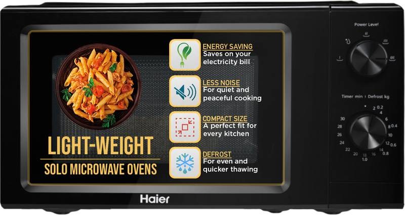 [SMH-D8457336E8B5D9CB] Haier 19 L Inverter Technology, Light Weight, Defrost, 5 Power Levels Solo Microwave Oven (Black)
