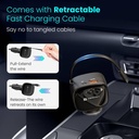 Portronics 84 W Turbo Car Charger - Car Power Retracto 84W Car Charger,Retractable Cable,Dual Port(33W+18W) (Black) - Photo 3