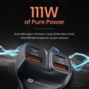 Portronics 111 W Turbo Car Charger - Car Power Quard (Black) - Photo 2