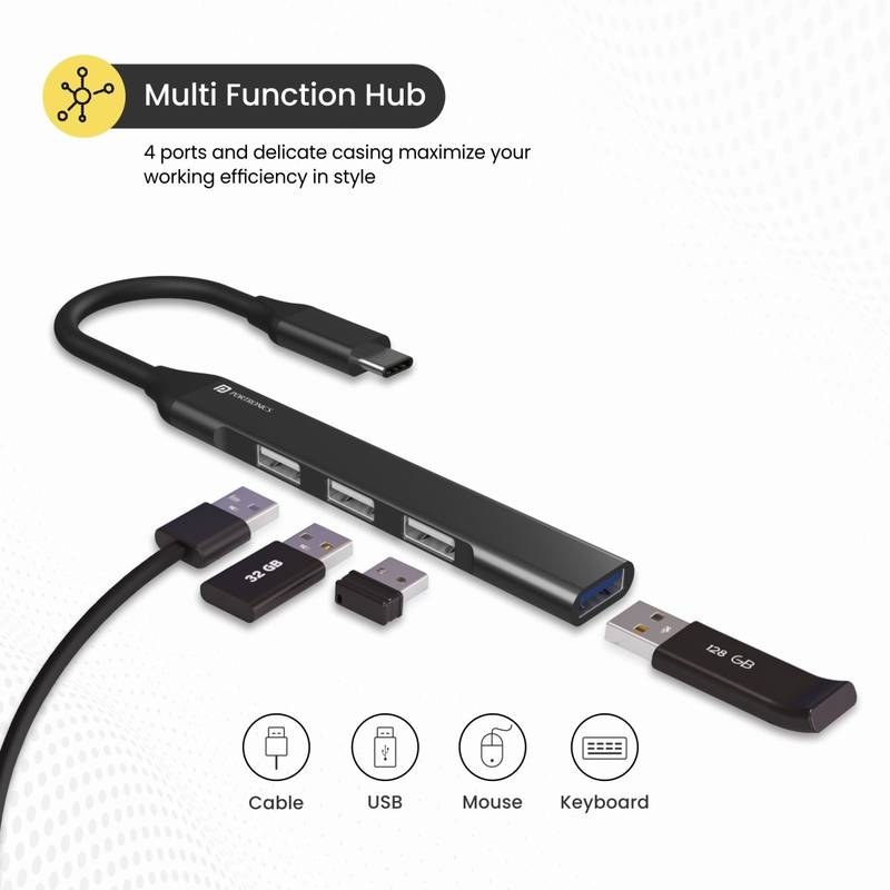 Portronics MPORT 31C Type C to 4 USB-A Ports POR-1485 USB Hub (Grey) - Photo 3