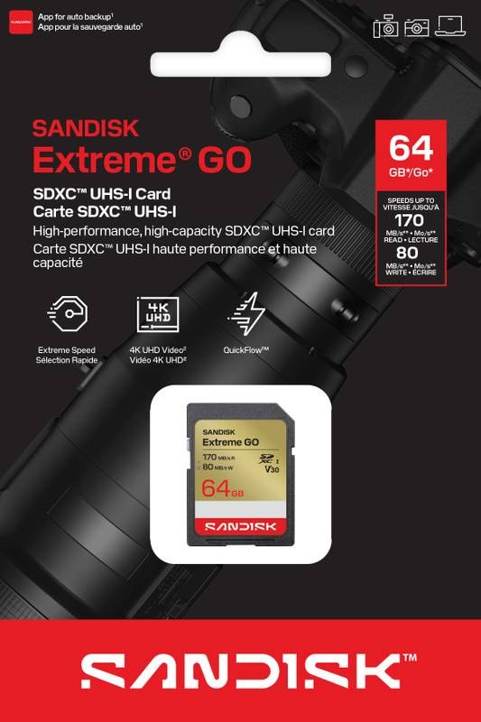 SanDisk SDSDXGN-064G-GNCIN SANDISK Extreme GO SD UHS-I Card 64 GB SDXC UHS Class 1 170 MB/s  Memory Card Compatible with Mobile, Computer, Tablet, Camera, Gaming Console - Photo 4